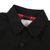 Undermycar 2023 New Worn Out Heavy Work Durable Splice Extra Large Loose Plaid Shirt with Black and Red Plaid