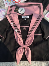 JK Original Kawaii Suit Japanese Genuine Cherry Blossom Embroidered Top + Dark Bad Jk Uniform Skirt Girly Sailor Suit