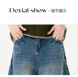 Men Women American Streetwear Vintage Washed Denim Loose Casual Wide Leg Baggy Jeans Couple Harem Jeans Trousers