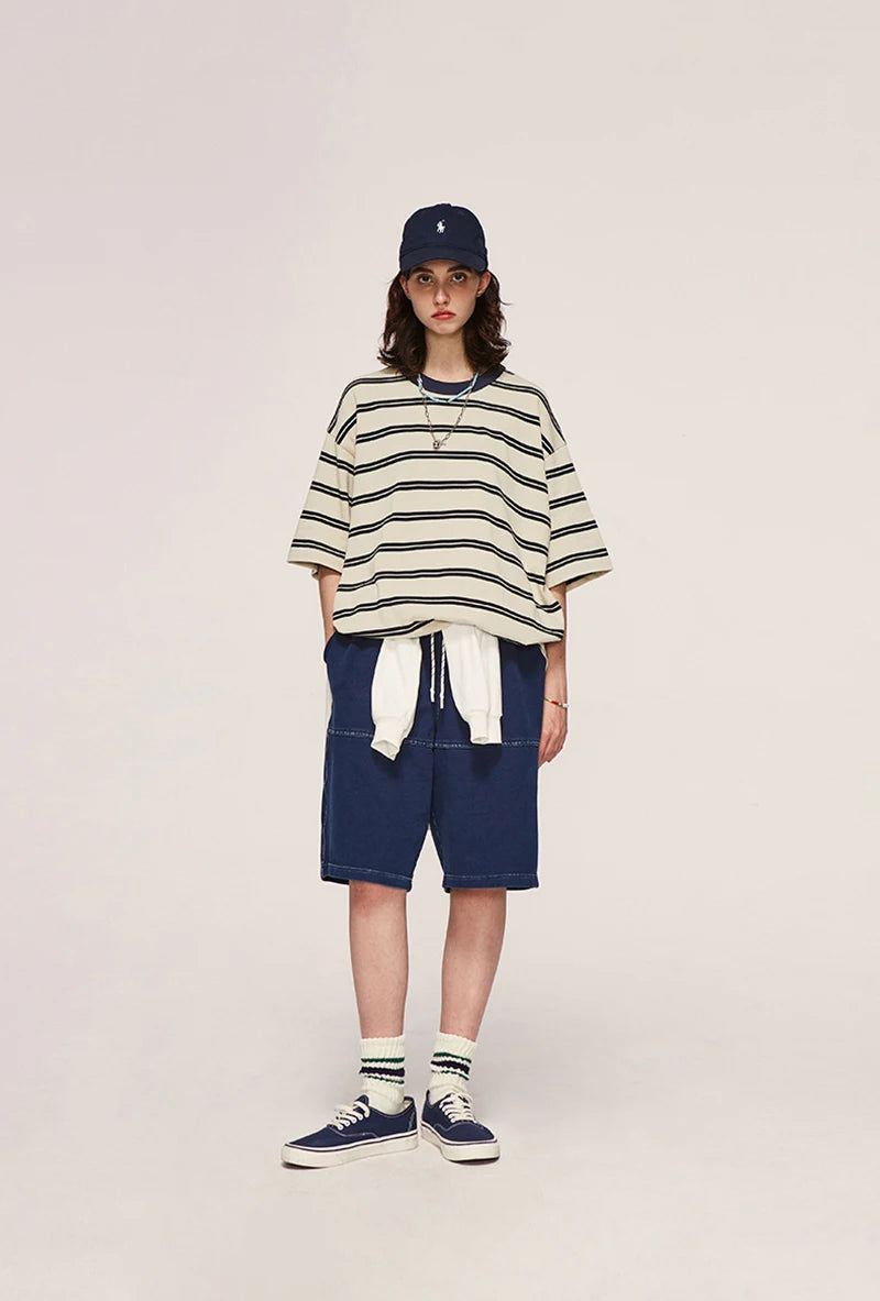Glitchcore Anime panel – 2023 Summer New Cityboy Mens Loose Straight Cotton Short Sle