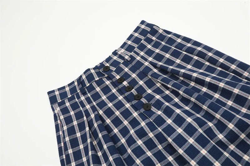 men women american streetwear fashion loose plaid wide leg straight pant boyfriend button down sports casual pants trousers unique default style 1417