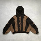 Vaporwave Drop – Y2K Patch Design Loose Zip Hoodies For Men Geometric Pattern – Streetwear Fashion for Men & Women