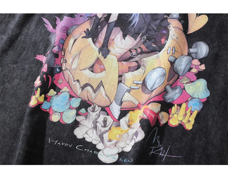 Skatercore Oversized shirt – Aolamegs Mens T Shirt Letter Printed Anime Esthetics Graphic