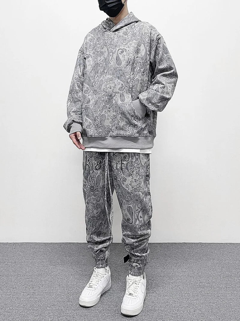 hip hop loose fit elastic waist pants fashion paisy ankle pants mens casual letter embroidery drewstring sportwear pants joggers sporty tapered joggers
