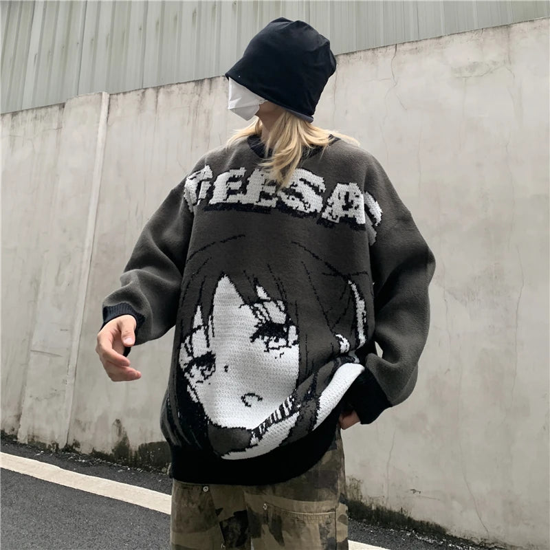 loose fit o-neck sweater, daily wear knit, cozy fashion fit, stylish street outfit, modern aesthetic appeal