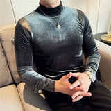 Trapwear Graphic tee – Turtleneck Stretch Slim Fit T Shirt Men Long Sleeve Thicken