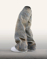 new hot selling ripped raw edge embroidered denim trousers retro harajuku baggy jeans y2k men women hip hop punk casual pants stacked flare jeans