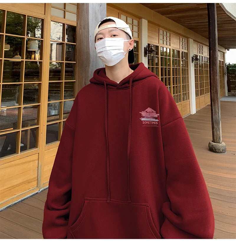 Mens Oversized Hoodie White With Hat 5Xl Plain Hoodies Oversize For Me