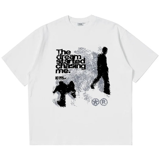techwear manga shirt with flicker effect and comic-style chaos