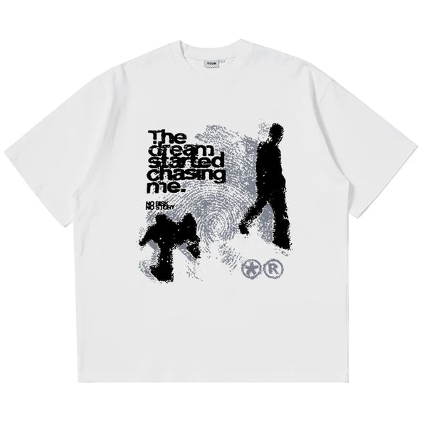 techwear manga shirt with flicker effect and comic-style chaos
