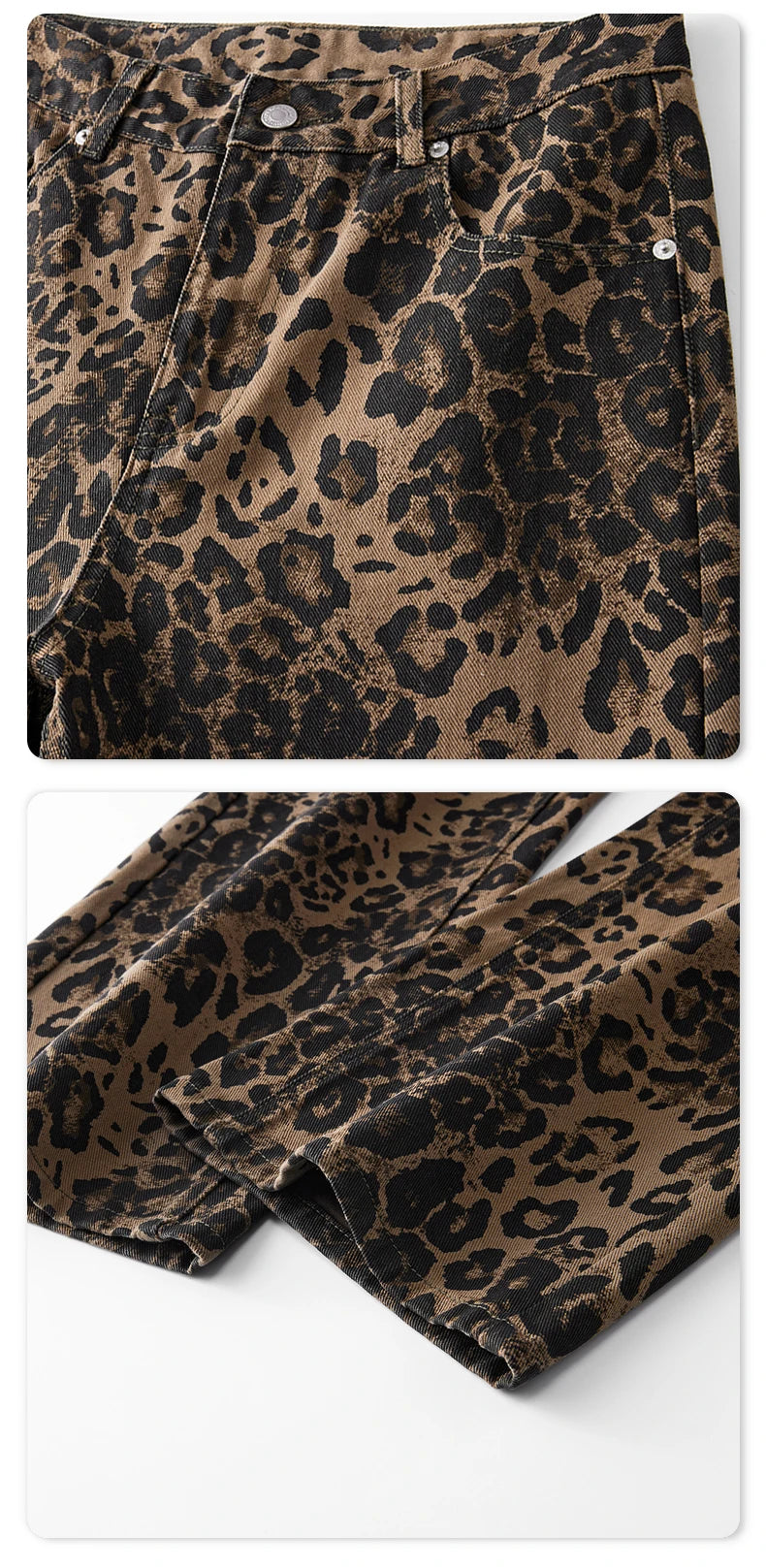 men leopard print denim loose casual plus size baggy jeans women streetwear hip hop straight y2k jeans pants trousers unique jeans style 1789