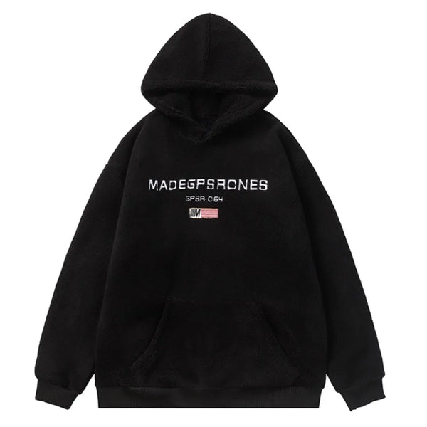 cyberpunk graphic tee featuring mens fleece hoodies casual letter embroidery hairy oversize harajuku hooded tops hip hop skateboard warm streetwear pullovers