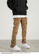 mens corduroy cargo pants new casual hip hop side pockets skinny trousers streetwear bottom zipper fashion slim fit pant joggers unique joggers style 4115