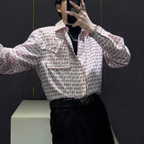 Mens Shirt Love Print Casual Shirt Autumn American Retro Light Streetwear Versatile Campus Long-Sleeve Top Men'S Clothing 2024