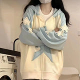 Spring Autumn Streetwear Star Graphic Zip Up Hoodie Women Vintage Y2K