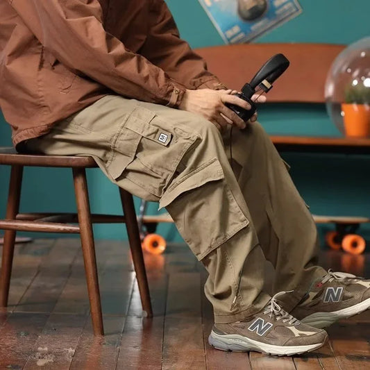 american vintage baggy cargo pants men outdoor sport military tactical sweatpants y2k straight multi pocket overalls trousers casual joggers