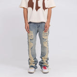 distressed skinny flared jean for mens big washed destroyed ripped denim jeans hip hop street wear blue biker jean pant women unique jeans style 197