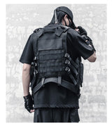hip hop sleeveless vests mesh adjustment cargo waistcoat with pockets zipper military jacket streetwear tactical vest sweatsh - variant style 9250bc for streetwear fashion