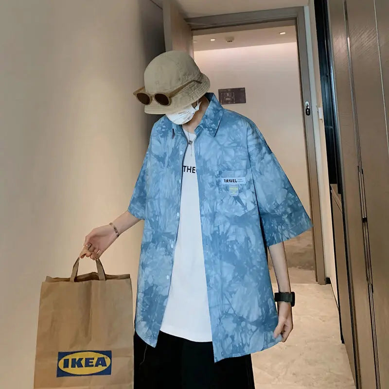 2023 Summer New Light Luxury Fashion Shirt Men Loose Casual Short-sleeved Shirt All-match Boutique Clothing Simple Style