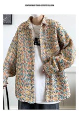 Original New Korean Harajuku Check Jacket Mens Autumn 2024 New Design