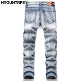fashion skull graffiti jeans lightning printed denim pants mens distressed biker jeans streetwear slim hip hop pants joggers streetwear sweatpants