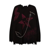 grunge knit sweater with heavyweight fabric, layered urban look for cold weather, street fashion menswear trend for seasonal 