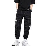 mens side pocket cargo pants casual elastic waist trousers streetwear hip hop loose fit ankle drawstring sweatpants joggers relaxed fit joggers