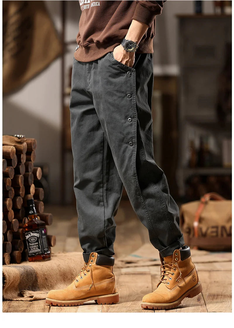 new breasted cargo tracksuit pants for men autumn y2k vintage harem tactical sweatpants casual outdoor baggy joggers trousers unique joggers style 67