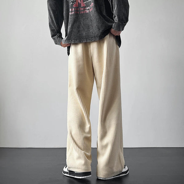 winter thickened pants men warm oversized wide leg pants men streetwear loose straight pants mens black beige thick trousers minimalist street pants
