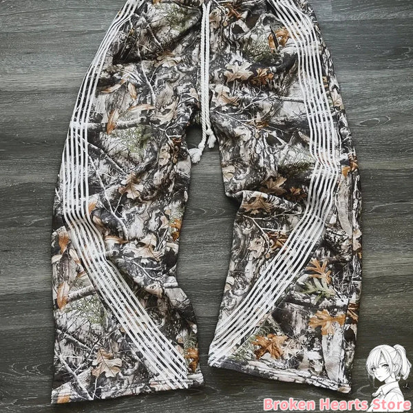 y2k retro camo graphic baggy pants gothic hip hop streetwear sweatpants casual pants womens mens elastic waist jogging trousers streetwear sweatpants
