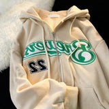 Hoodies Women Retro Harajuku Hip Hop Jacket High Street Zip Up Hoodie