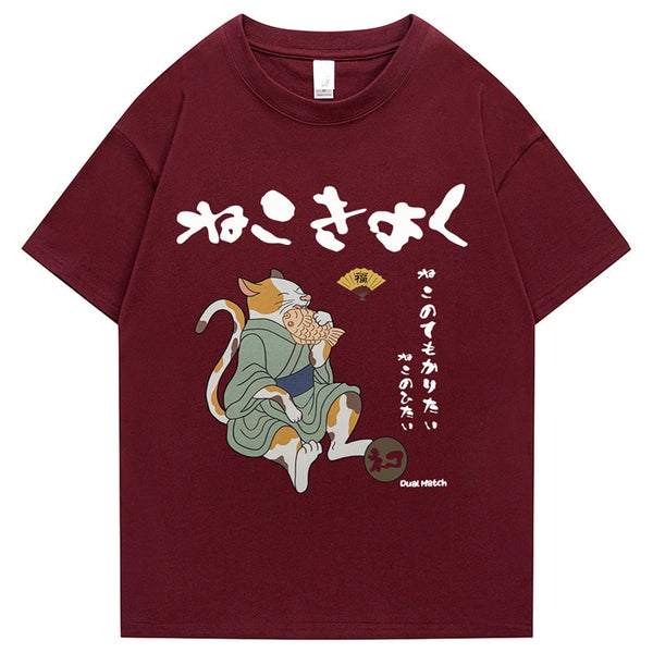 Men Tshirt Streetwear Japanese Harajuku Funny Fisher Cat T Shirt, streetwear graphic t‑shirt, in red 1, size S, harajuku aesthetic, soft cotton, relaxed fit, premium print, daily wear, Club Paradise a, unisex streetwear,