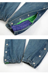 washed distressed denim sweatpant cashew flower patchwork oversized splice buckle jogging jeans casual button baggy men clothing unique joggers style 4373