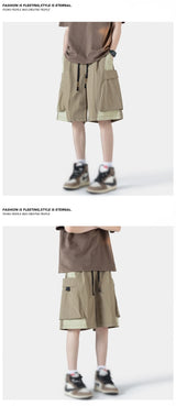 trendy patchwork shorts for men baggy track pants side pockets basketball short pants hip hop street male shorts unique shorts style 3236