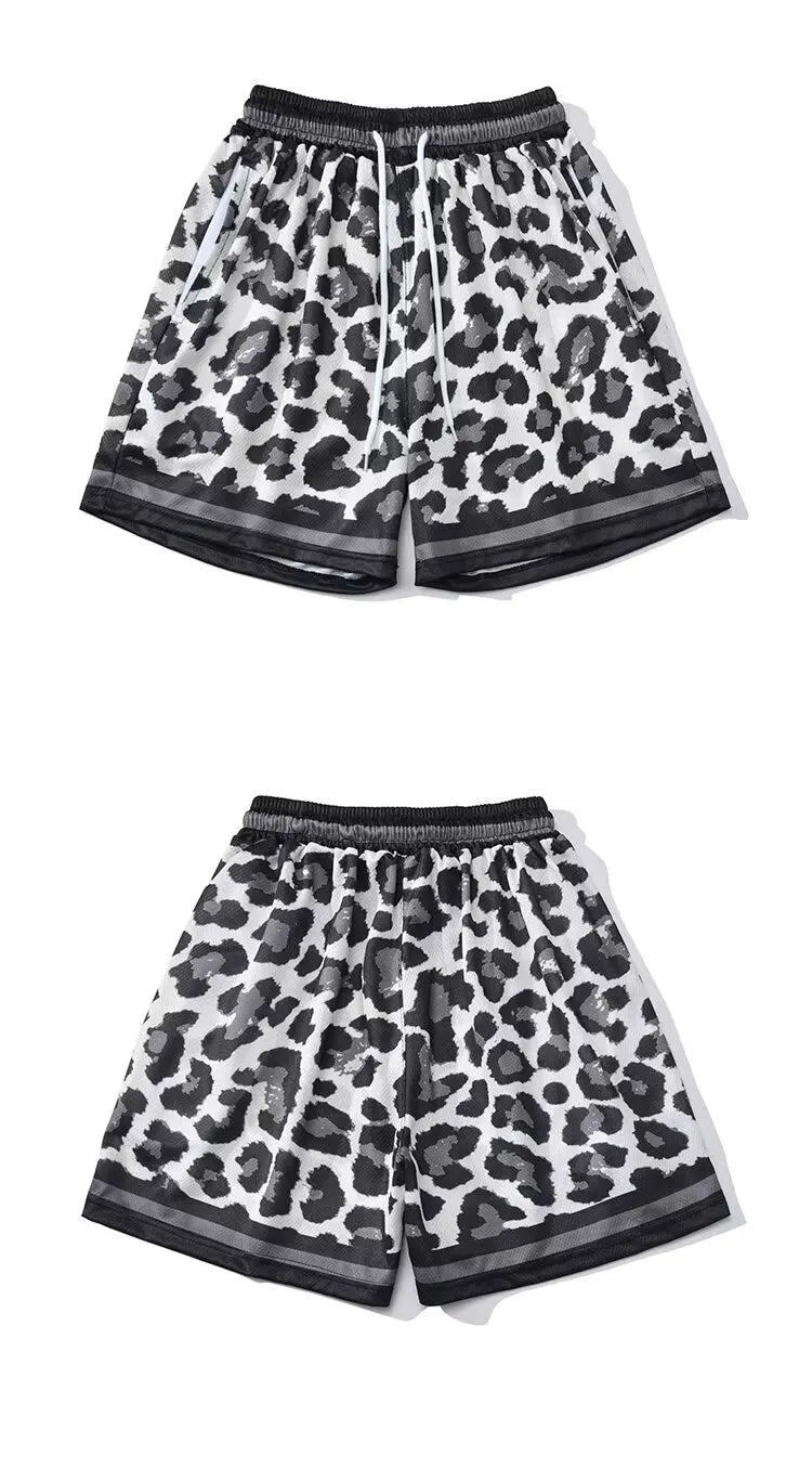 new leopard shorts mens basketball shorts quick drying sports short pants summer mesh breathable sweatpants high street shorts relaxed fit joggers