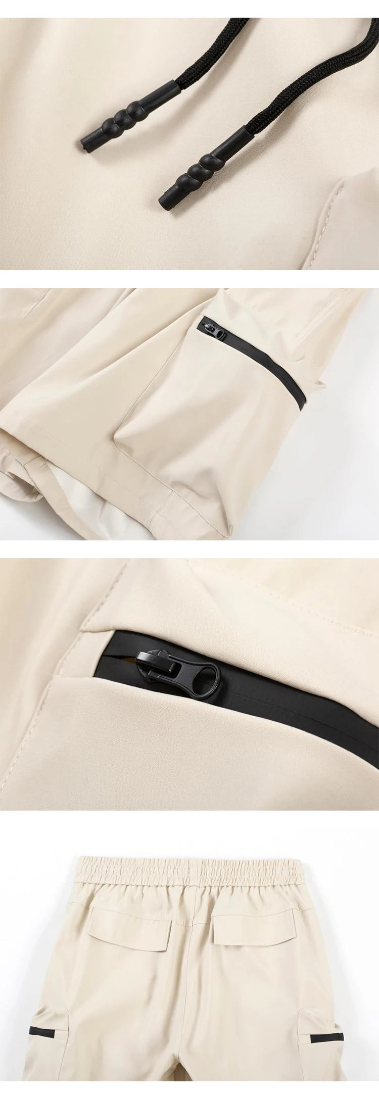 High Street Cargo Jogging Shorts Functional Khaki Cargo Shorts Men's Waterproof Zipper Pockets Casual Baggy Sweat Shorts