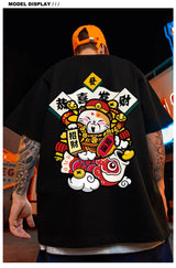 Glitchcore Chrome print – Chinese God Of Wealth Printed T Shirts For Men Creativity
