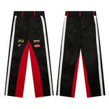 high street side striped spliced straight pants unisex elastic waist streetwear casual racing biker sportwear pants joggers men unique joggers style 4004