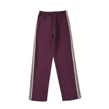 rose red embroidery pants casual men woman loose retro side edge weaving sweatpants trousers straight leg pants unique joggers style 4925