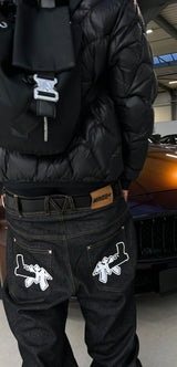 casual hip hop y2k jeans print letters straight wide legs black baggy jeans men and women fashion punk denim pants streetwear urban skinny jeans