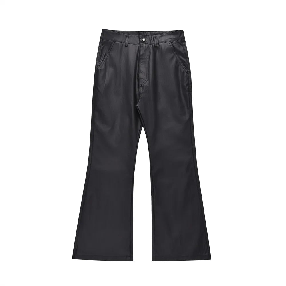 men japanese streetwear fashion vintage hip hop punk gothic cleanfit black coated flare pant man trousers unique default style 1377