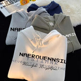 Autumn High Street Letter Printed Hooded Sweatshirt Men Casual Loose Vintage American Style Hoodies Y2K