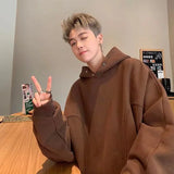 Layered Streetwear Knit Top – Autumn Fleece Button Up Neck Hip Hop Sweatshirts For Men Solid Color Oversized Y2K Hoodies High Street Fashion Hooded Tracksuit | Zip Knit Drop #108