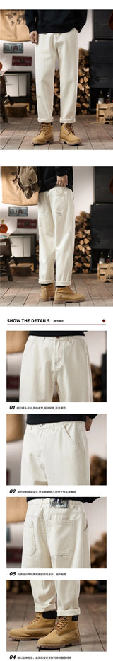 plus size 28 42 men streetwear fashion loose casual straight ankle length white denim jeans pant cityboy harem jeans trouser unique jeans style 2085