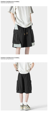 trendy patchwork shorts for men baggy track pants side pockets basketball short pants hip hop street male shorts unique shorts style 3235