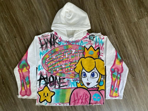 Y2K Womens Clothing Sweatshirt Long Sleeved Pullover Handdrawn Pattern