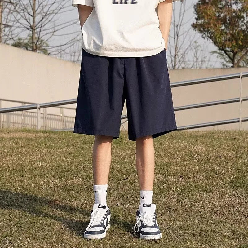 summer mens solid color straight shorts 2024 casual y2k wide leg short pants casual streetwear sweat baggy bermudas hombre casual urban shorts