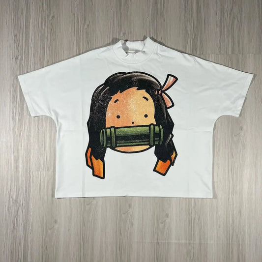 oversized manga block tee with tech glitch and sadcore layout