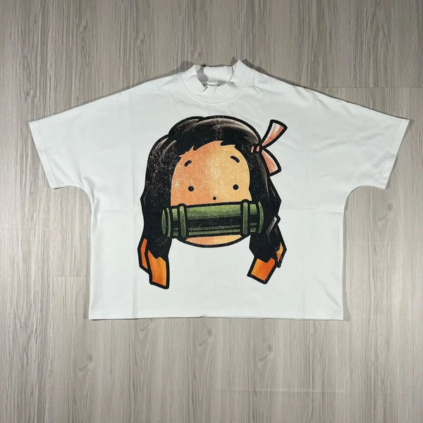 oversized manga block tee with tech glitch and sadcore layout