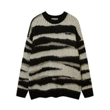 korean hip hop set men striped vintage knit sweater drawstring big pocket cargo pants 2 pcs set spring college casual suit 2024 unique cargo style 4874